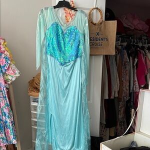 Aqua Sequin Maxi Dress Elsa Frozen